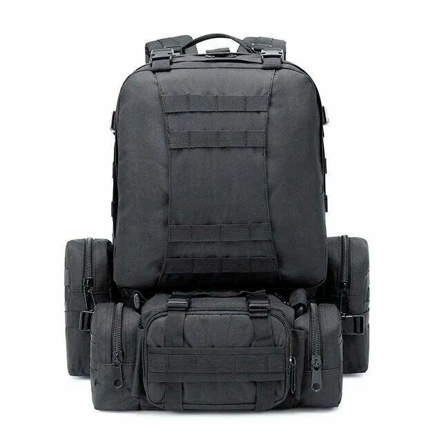 Рюкзак тактический армейский походный с подсумками VIKING на 55 литров цвет черный