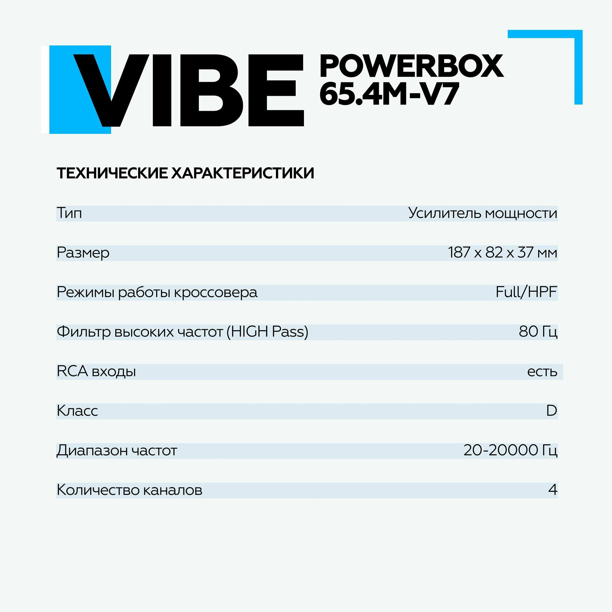 Автомобильный усилитель VIBE POWERBOX65.4M-V7 4-канальный для колонок 4*65 Вт - фотография № 18