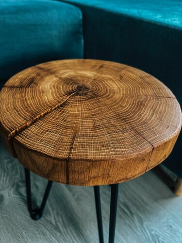 Изображение товара Стол лофт из массива дуба Native Woods, ручная работа, круглый