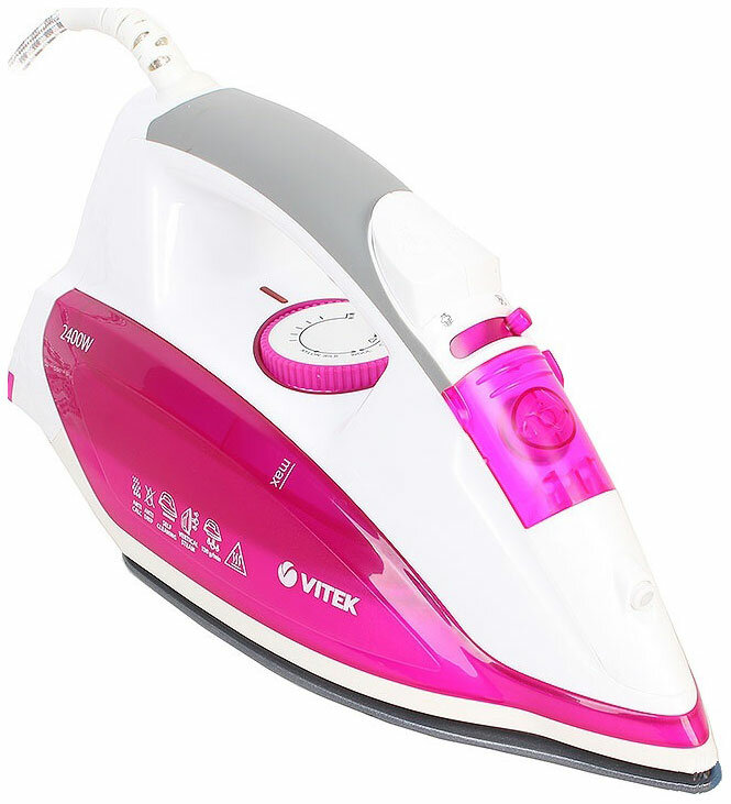 Утюг VITEK VT-1262 PK, 2400Вт, розовый/ белый [1262-vt-01] - фото №9