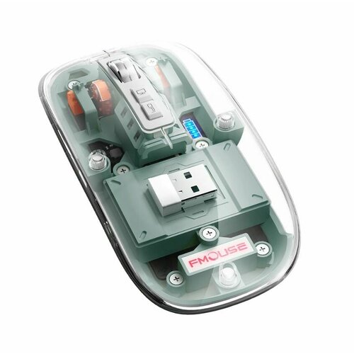 Мышь беспроводная FMOUSE M133 прозрачная с магнитной крышкой серая 1690₽