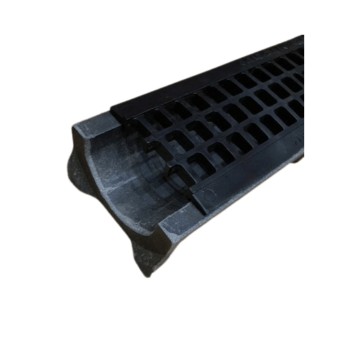 Полимерпесчаный лоток DN100 H65 мм пластиковой решеткой и крепежом класс А15 полимерпесчаный лоток dn100 h65 мм со штампованной оцинкованной решеткой класс а15