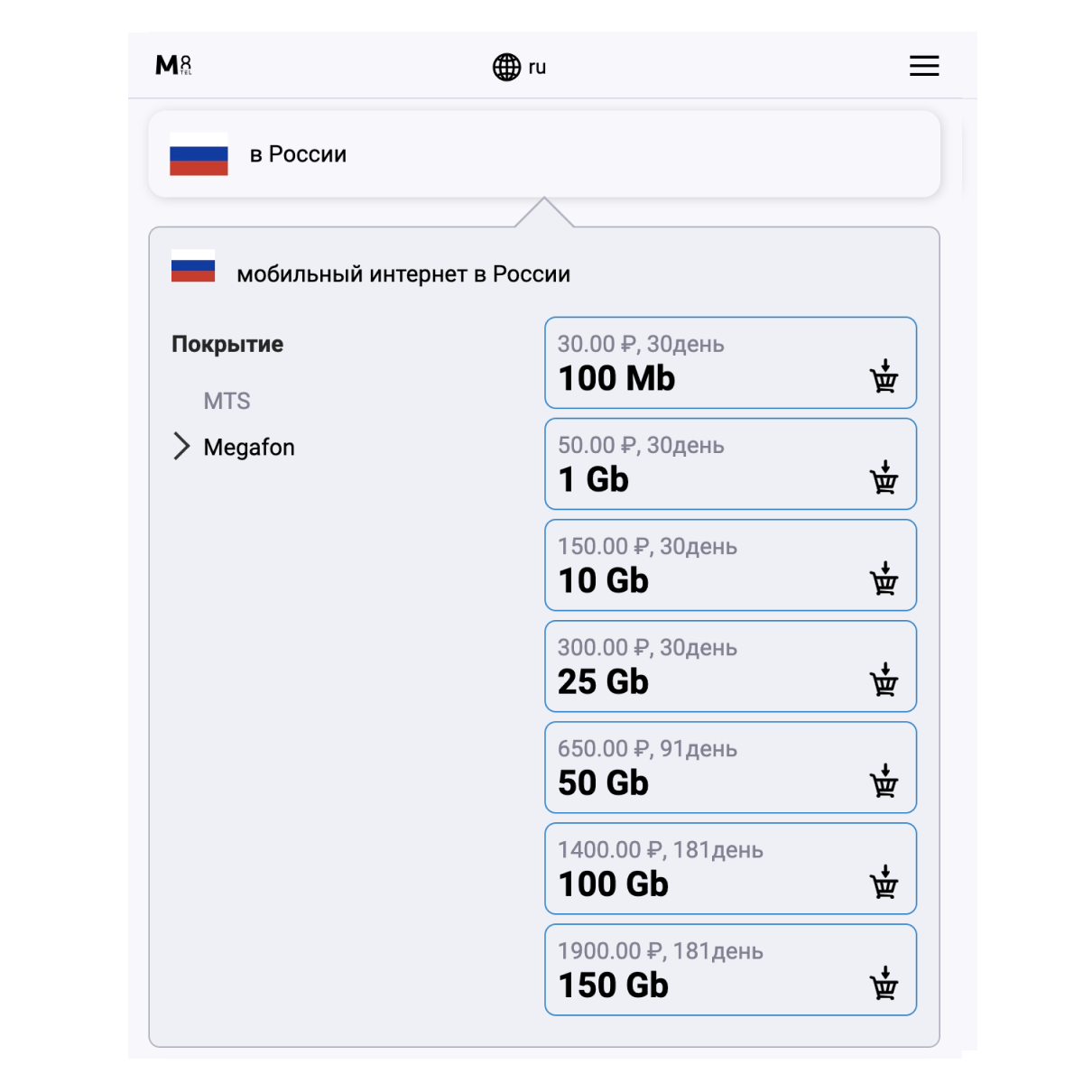 ESIM - электронная SIM-карта для России от М8 сеть Мегафон (виртуальная)