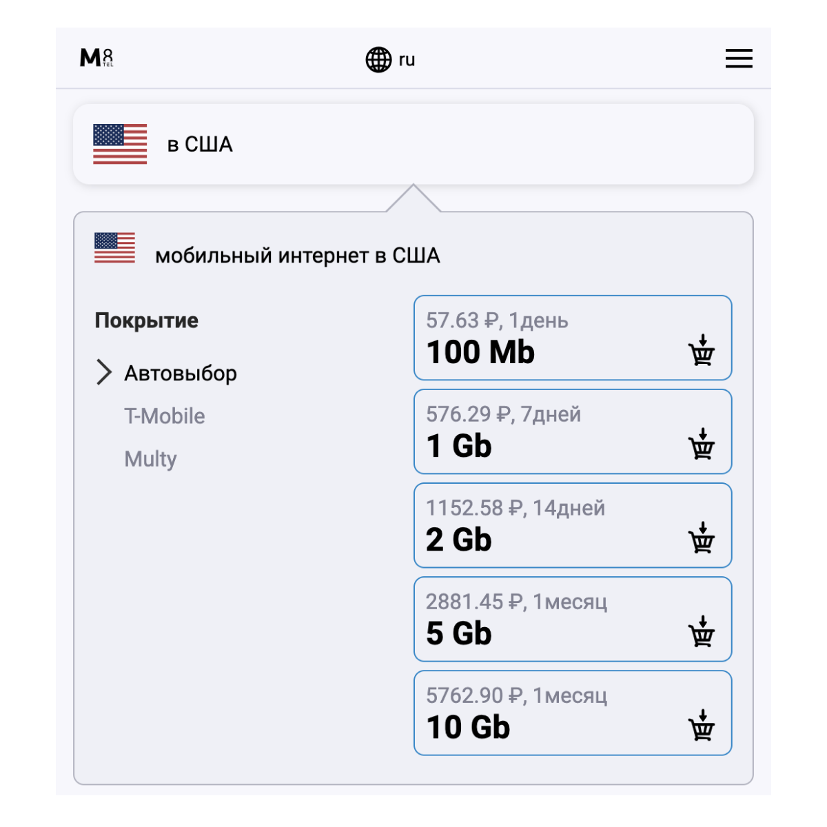 Туристическая SIM-карта для США от М8 (нано микро стандарт)