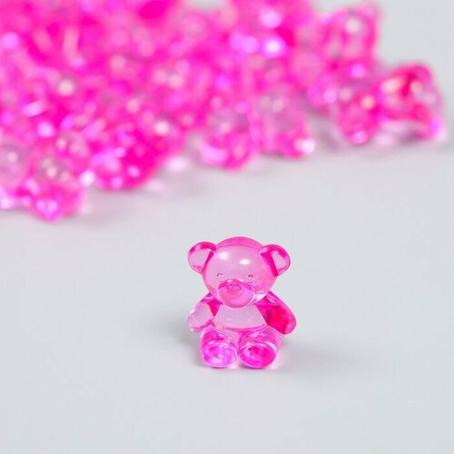 Декор для творчества пластик Медвежонок ярко-розовый набор 25 шт 1,8х1,5х1 см