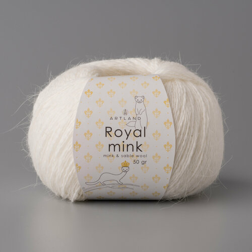 фото Пряжа artland royal mink цв.901 белый, норка-75%, соболь-10%, нейлон-10%, 5% металлик, комплект 3 мотка, 3 х 50 г х 375 м