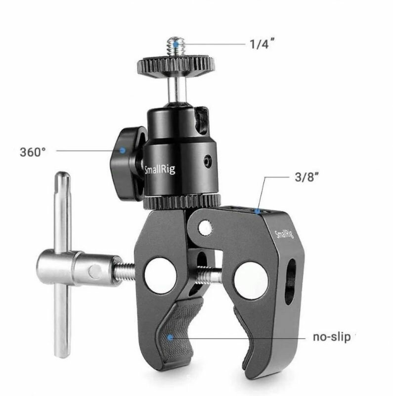 Зажим SmallRig 1124 Super Clamp, для фото и видео, алюминий, нержавеющая сталь