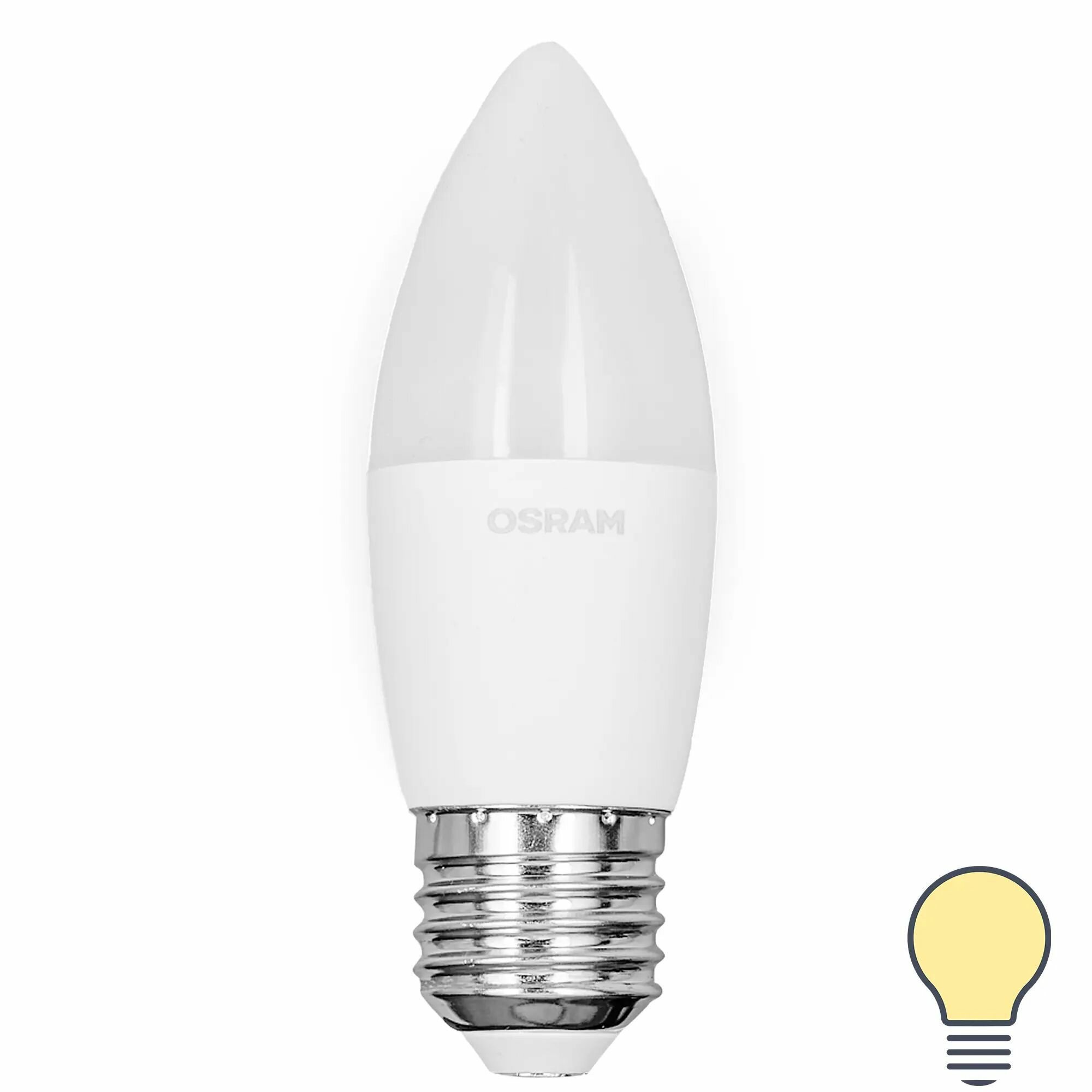 Лампа светодиодная Osram свеча 9Вт 806Лм E27 теплый белый свет