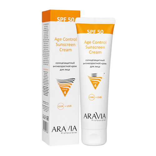 Aravia ARAVIA Professional Age Control Sunscreen Cream SPF 50 Cолнцезащитный антивозрастной крем для лица 100 мл 1884₽