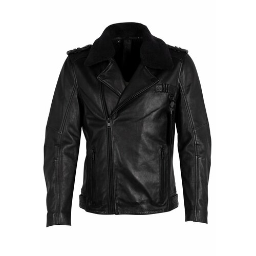 Кожаная куртка , размер 4XL, черный
