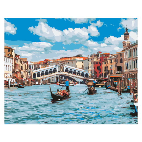 Картина по номерам/Холст с красками 40х50 см по Яркий город на воде