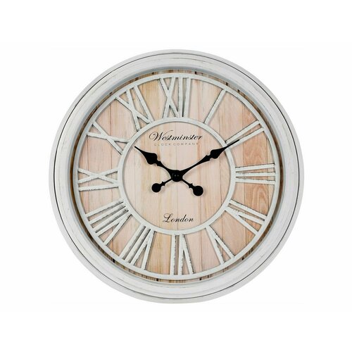 Настенные часы вестминстер, дерево, металл, белые, 50 см, Koopman International KL5000170