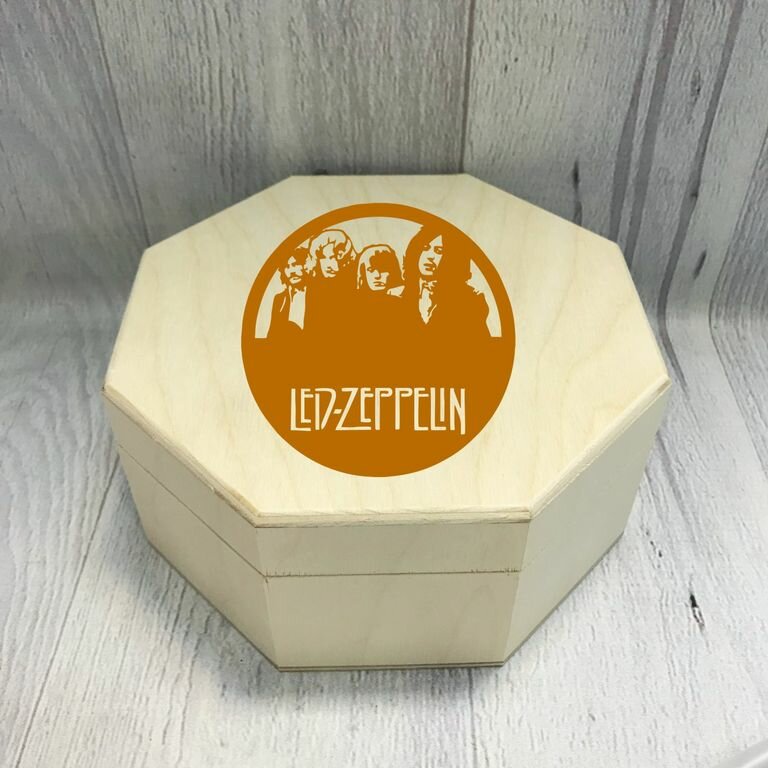 Шкатулка с гравировкой Led Zeppelin, Лед Зеппелин №2, 18 см.