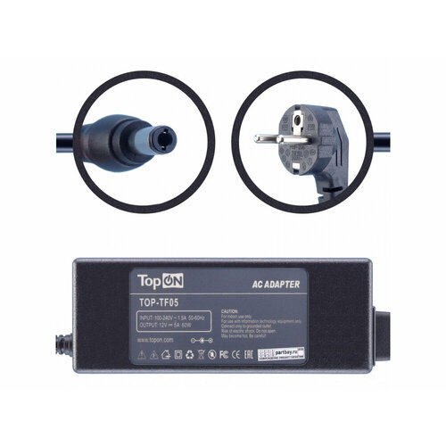 topon блок питания для монитора 12v 5a 5 5x2 5 60w ch 1205 top tf05 Блок питания TOP-TF05 для монитора 12V 5A 5.5x2.5mm 60W CH-1205