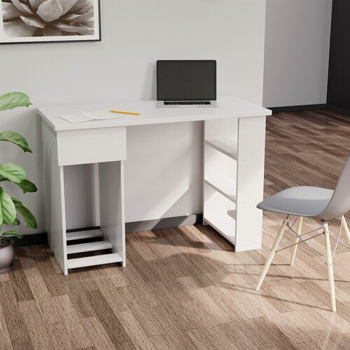 Изображение товара Стол письменный с 1 ящиком школьный, компьютерный игровой стол, рабочий стол для ноутбука domokomod с 1 ящиком и полками