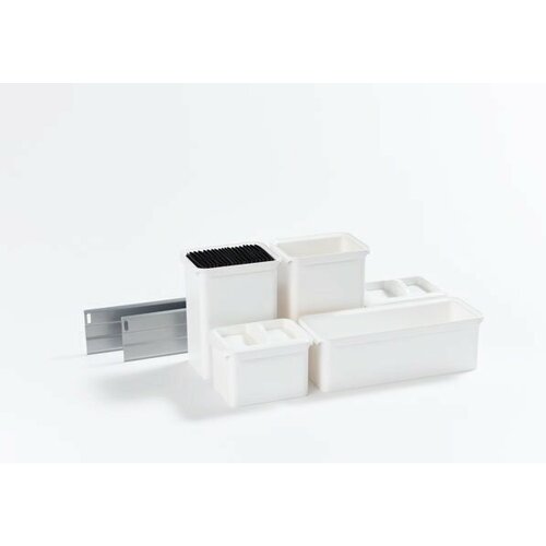 Набор емкостей №1 Юбокс, Диспенса / Диспенса Джуниор 300 мм, 2х бокса 1л, 1хбокс 2, 1л, 2хбокса 2л, 2хкрышки, делитель для ножей, цвет Титан / емкости Белые