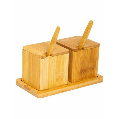 Набор для специй на подставке с ложкой солонка и перечница Olaff 3 предмета 1617₽