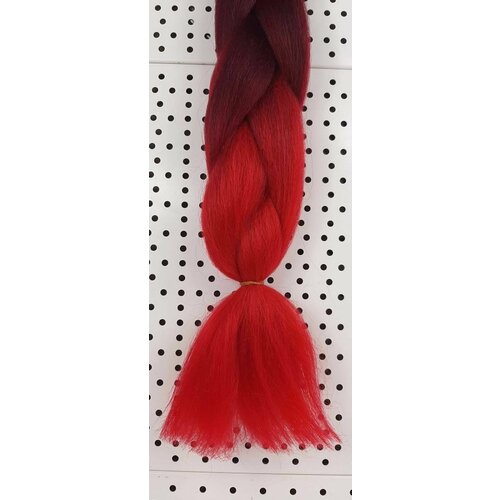 Канекалон-коса двухцветная, бордово-красная, 60см, 100гр, 1 шт