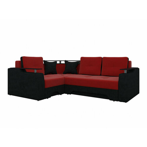 Artum Диван угловой Клайв Микровельвет Красный Черный Левый