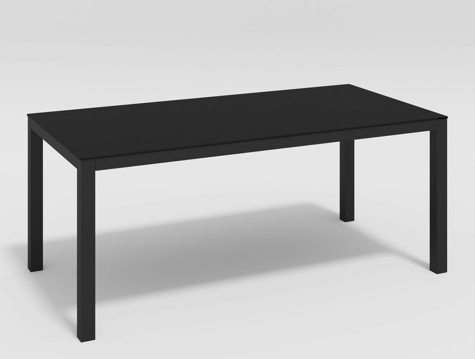 фото Обеденный стол Gardenini CALMA 180 см каркас темно-серый карбон/столешница черное глянцевое стекло