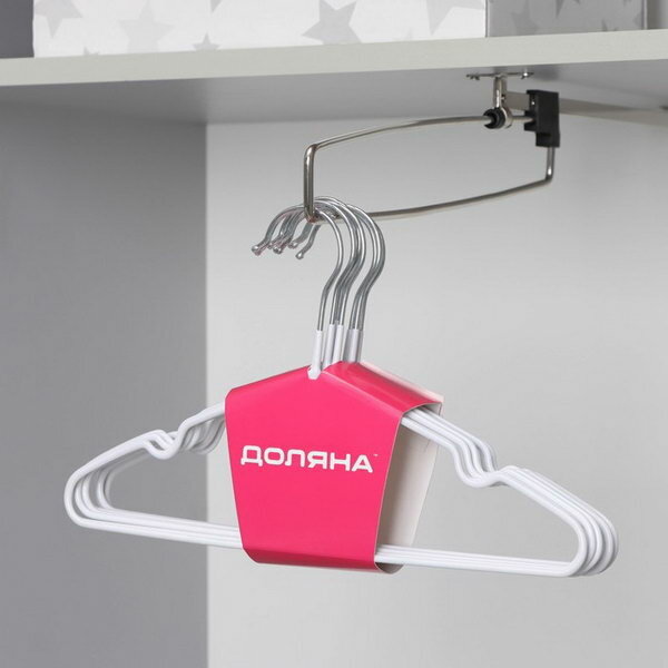 фото Плечики для одежды антискользящие, детская металлическая с ПВХ покрытием, 10 шт, 29.5x17 см, цвет белый