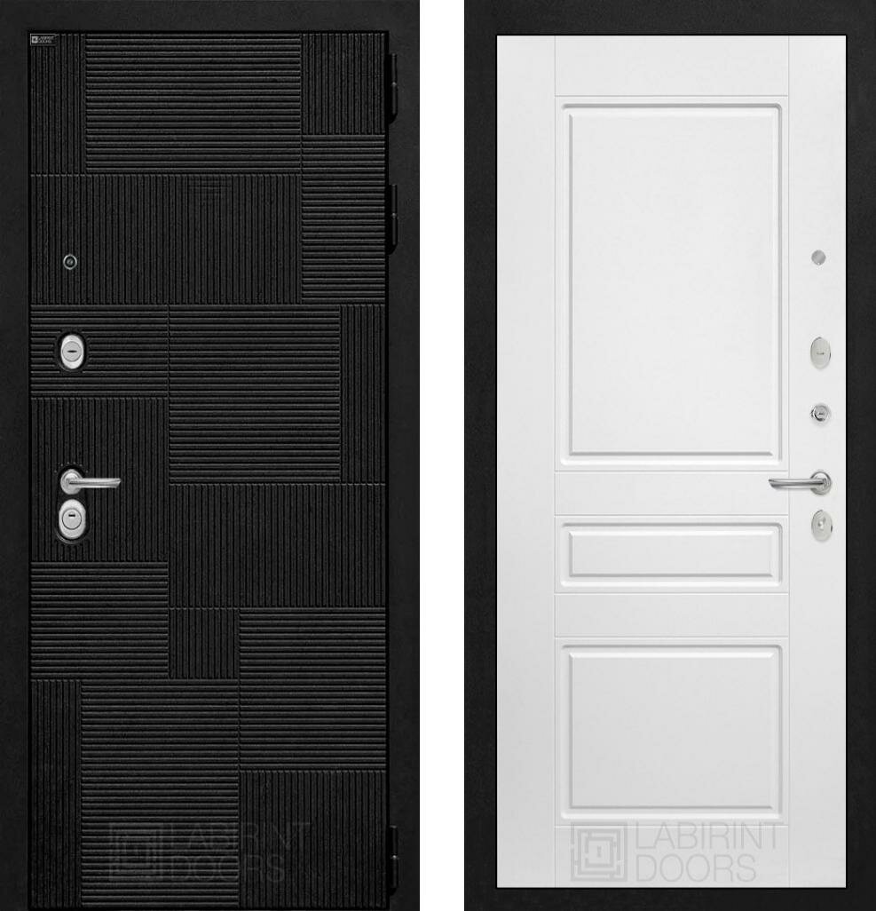 Входная дверь Labirint PAZL 03 "Белый софт" 960x2050, открывание левое