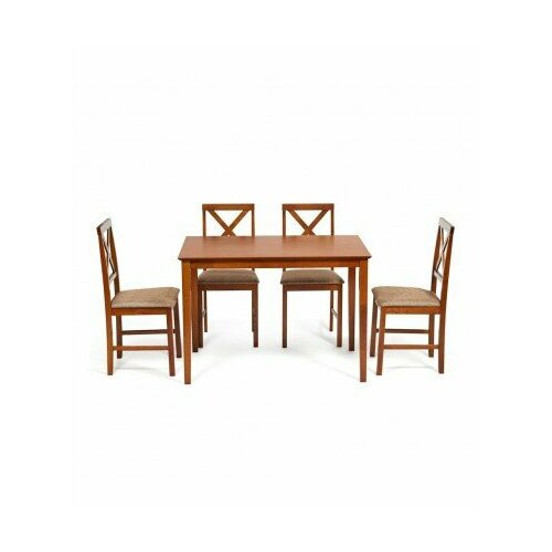 Обеденный комплект эконом Хадсон (стол + 4 стула)/ Hudson Dining Set Espresso, обивка - зол-коричн
