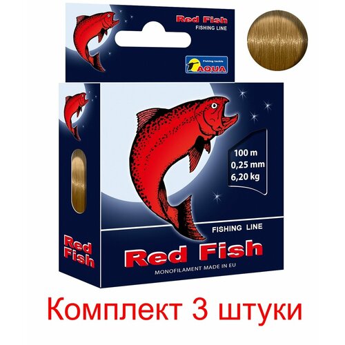 Монофильная леска для рыбалки Red Fish 0,25mm 100m ( 3 штуки )