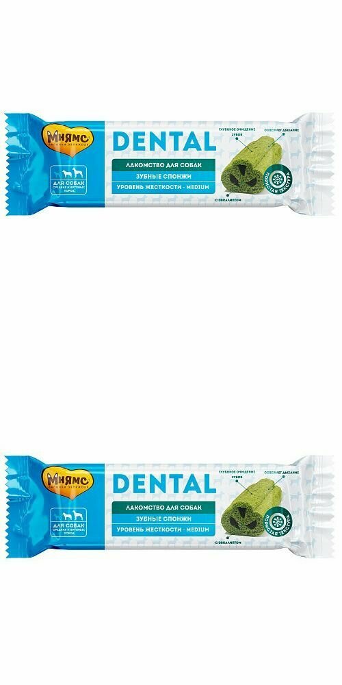 Мнямс Лакомство для собак DENTAL, "Зубные спонжи" с эвкалиптом, 25 г, 2 шт