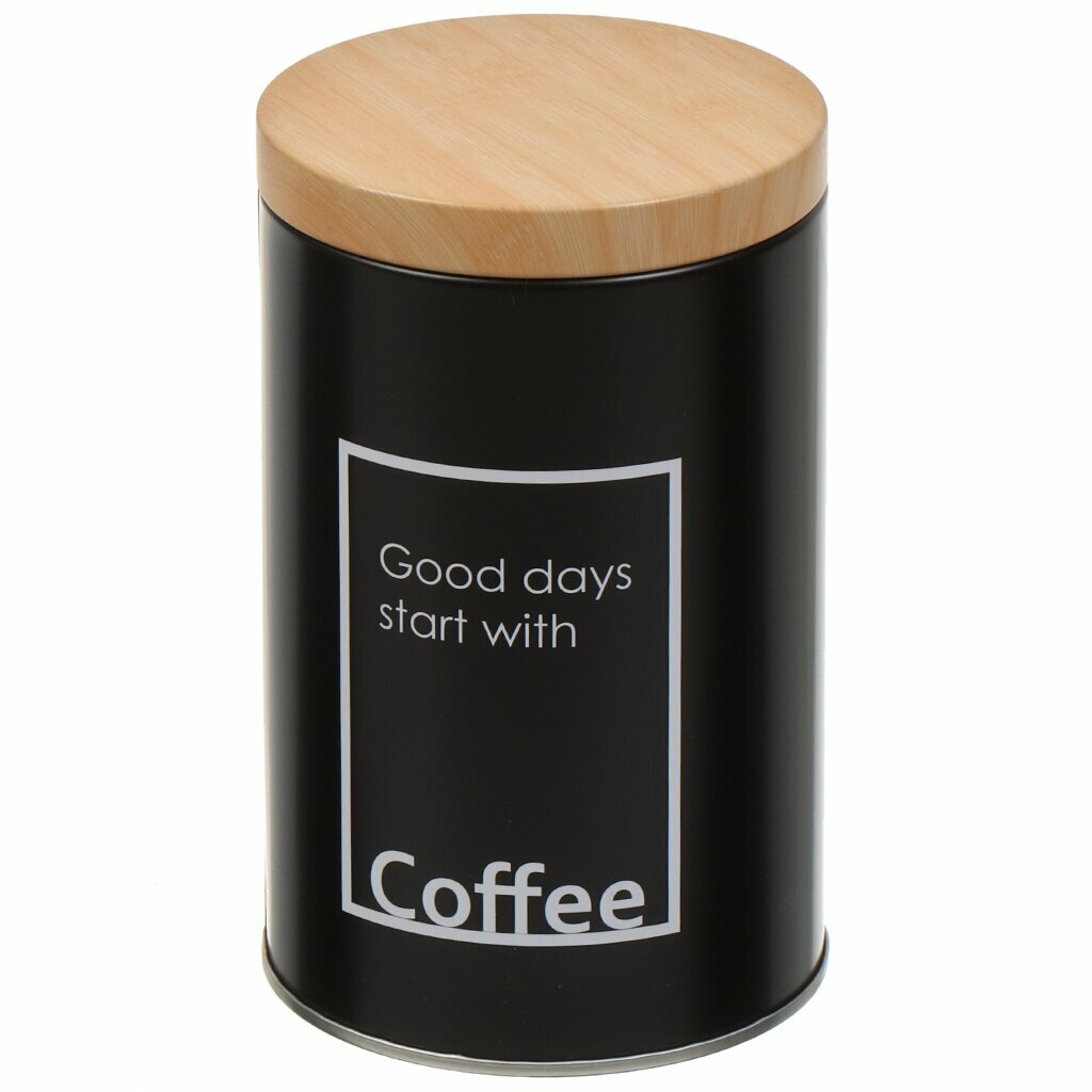 фото Банка для сыпучих продуктов, металл, 9х14.5 см, с крышкой, Кофе, Y4-5658