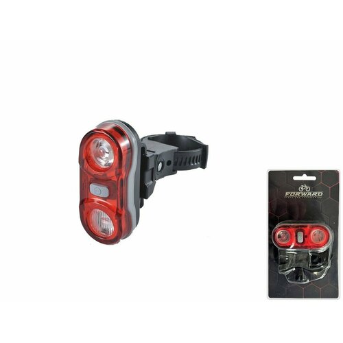 фото Фонарь велосипедный led задний, 2 диода, 4 реж. работы, поворот 360° (красный) forward