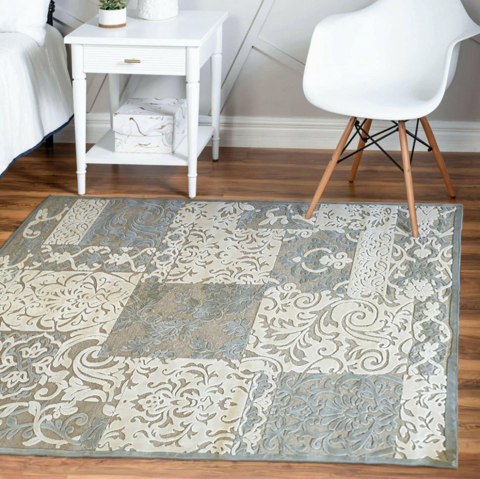 Бельгийский ковер Genova 38009 6555 90 вискоза серый (2 х 2.9 м)