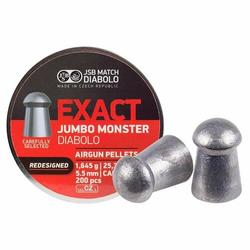 пули пневматические jsb exact jumbo match 5 5 мм 0 890 грамма 300 шт Пули JSB Exact Jumbo Monster Diabolo Redisigned 5,5 мм, 1,645 грамм, 200 штук