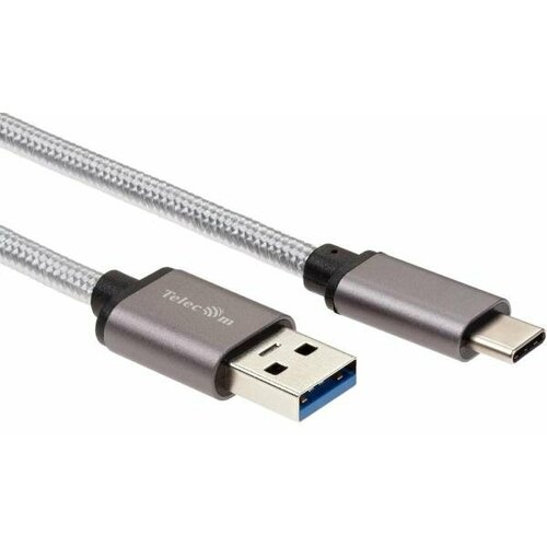 кабель usb 2 0 type c 1 2м 2 1a текстильная оплетка серый basic olmio 041640 Кабель USB Type C USB 3.0 2м VCOM Telecom TC403M-2M круглый серый