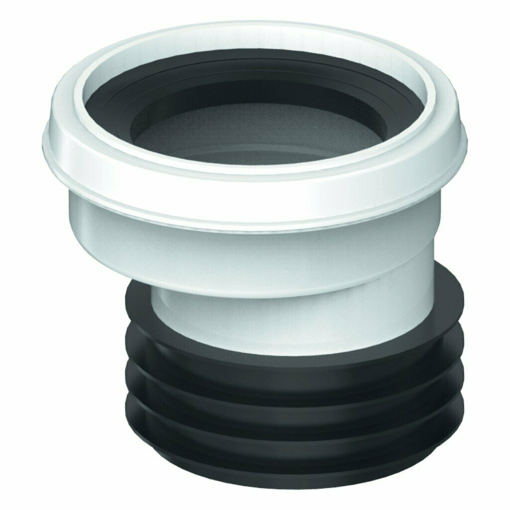 фото Соединительный отвод эксцентриковый, Unicorn, для унитаза, пластик, резина, белый, T40