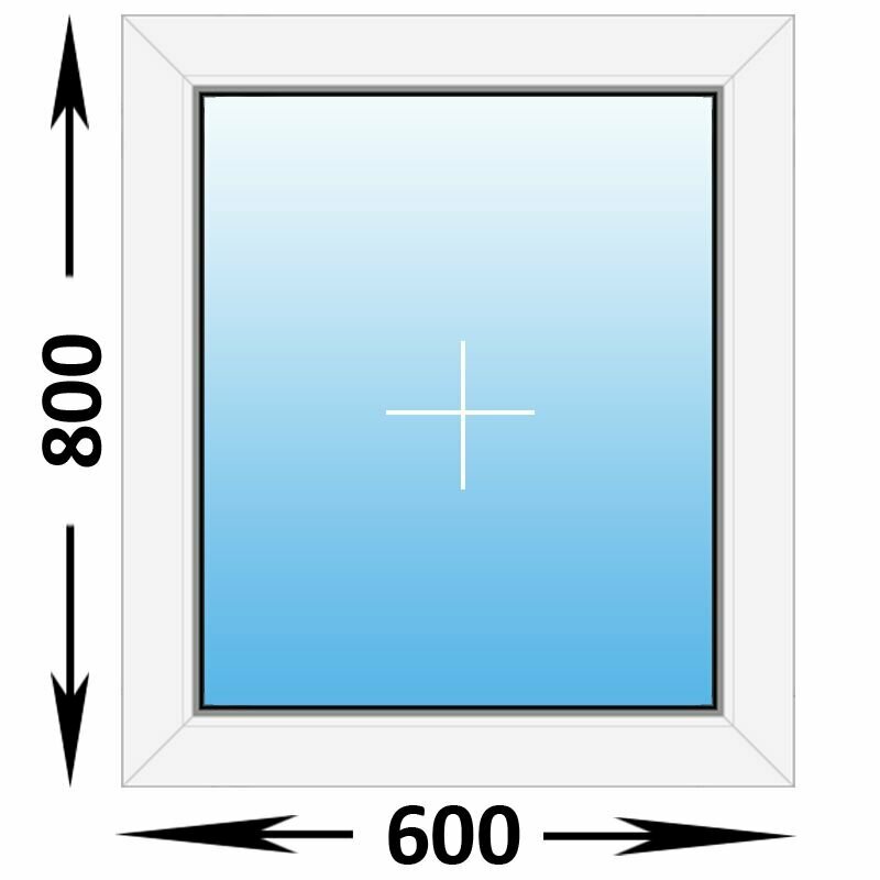 фото Пластиковое окно MELKE Lite 60 глухое 600x800, с однокамерным энергосберегающим стеклопакетом (ширина Х высота) (600Х800)