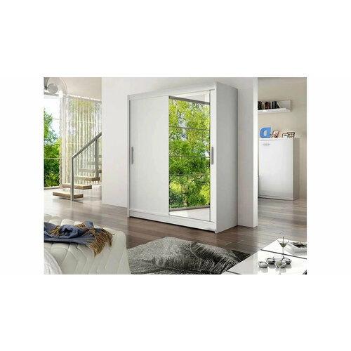 Шкаф-купе Фиеста корпус Женевра 140 2-х дверный с зеркалом белый