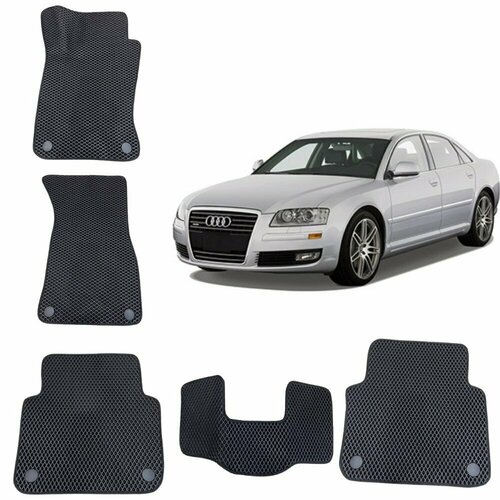 3-D Автомобильные EVA / ЭВА / ЕВА коврики в салон для AUDI A8 (D3) / ауди А8 ( 2 поколения ) (Черный ромб / Черный кант)