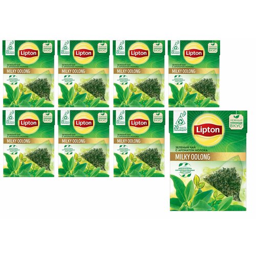 Чай зелёный в пирамидках, "Lipton Milky Oolong", с ароматом молока, (20 пирамидок по 1.8г) 8 шт