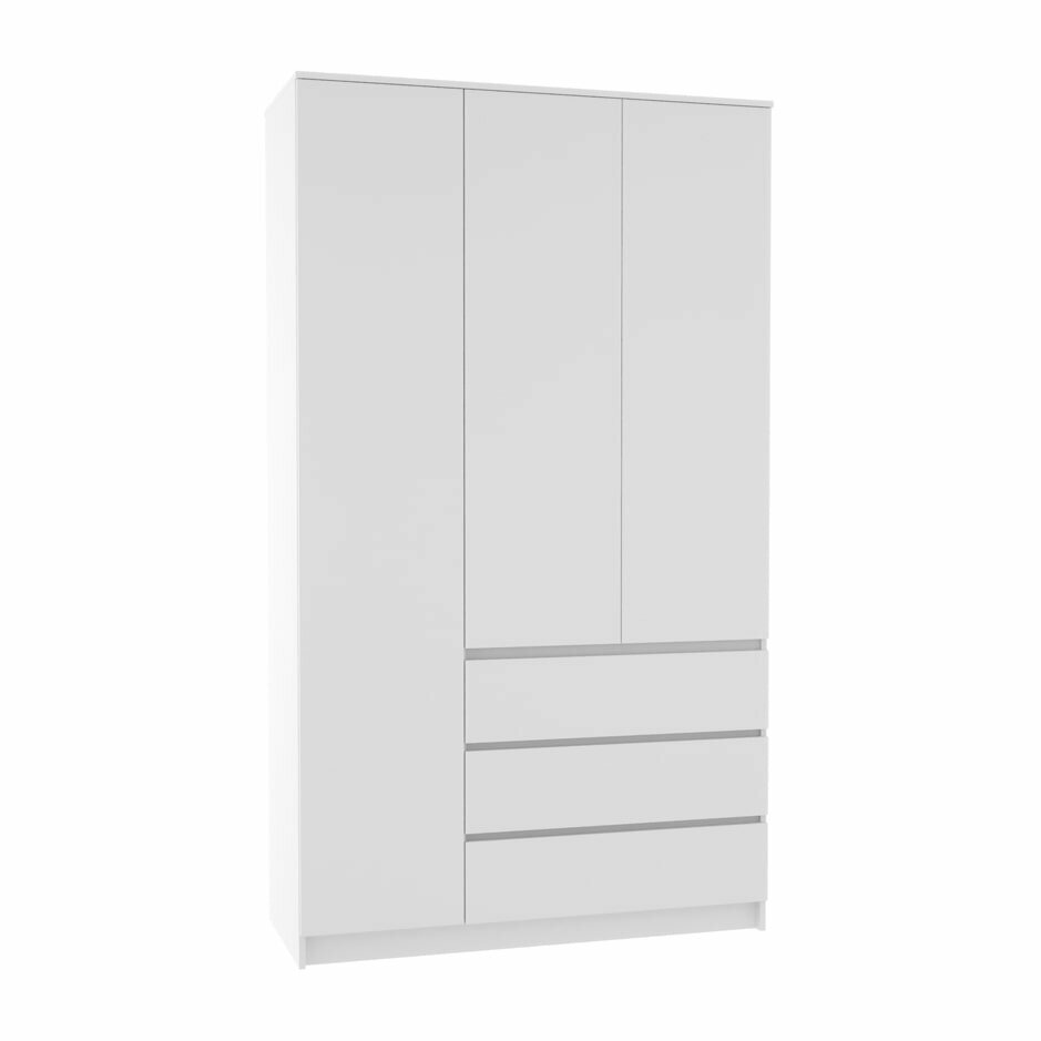 Шкаф ДСВ Мори 1200, 3 двери, 3 ящика, ЛДСП, 120,4 х 210 х 50,4 см, Белый ДС00000052139