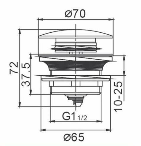 Донный клапан для слива перелива автомат / выпуск для обвязки ванной Ganzer F03 хром - фотография № 2