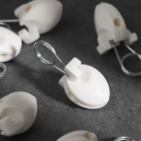 фото Зажим для штор, 37 x 15 мм, цвет белый, 10 шт.