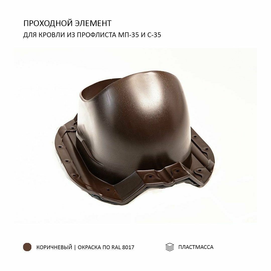 фото Проходной элемент PROF-35 для металлопрофиля, коричневый