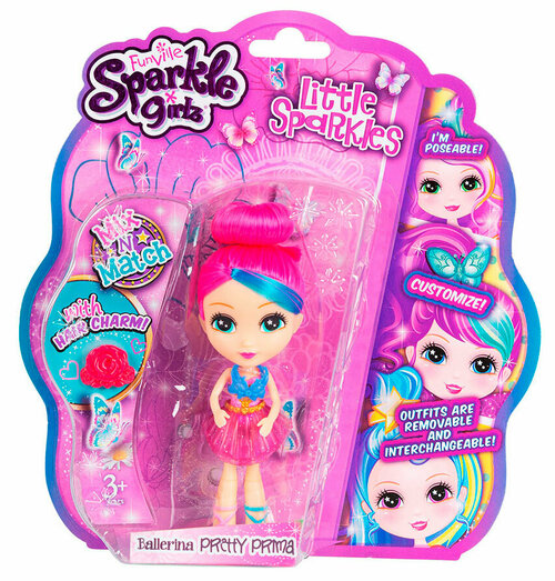 Sparkle Girlz Кукла Балерина 11,5 см с аксессуаром, розовый SG24648 с 3 лет