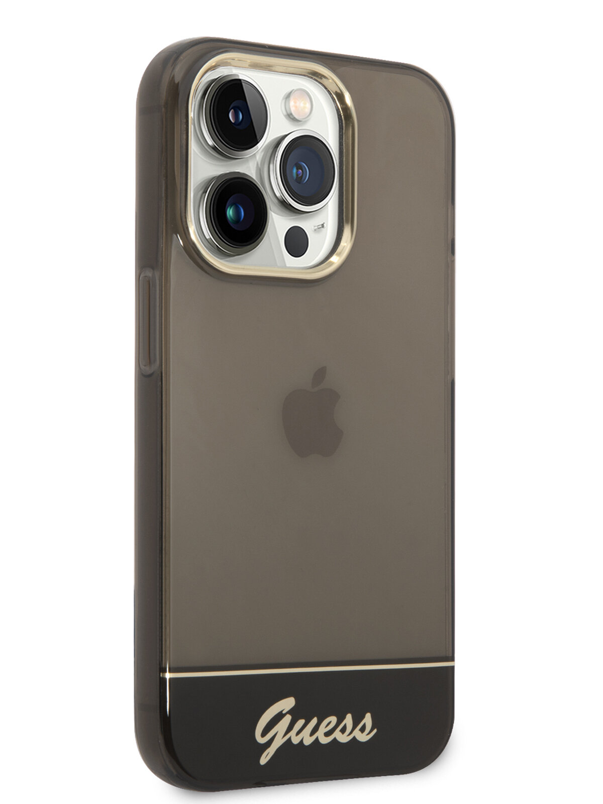 Guess для iPhone 14 Pro Max чехол PC/TPU Translucent w Electoplated camera Hard Black — фото 1