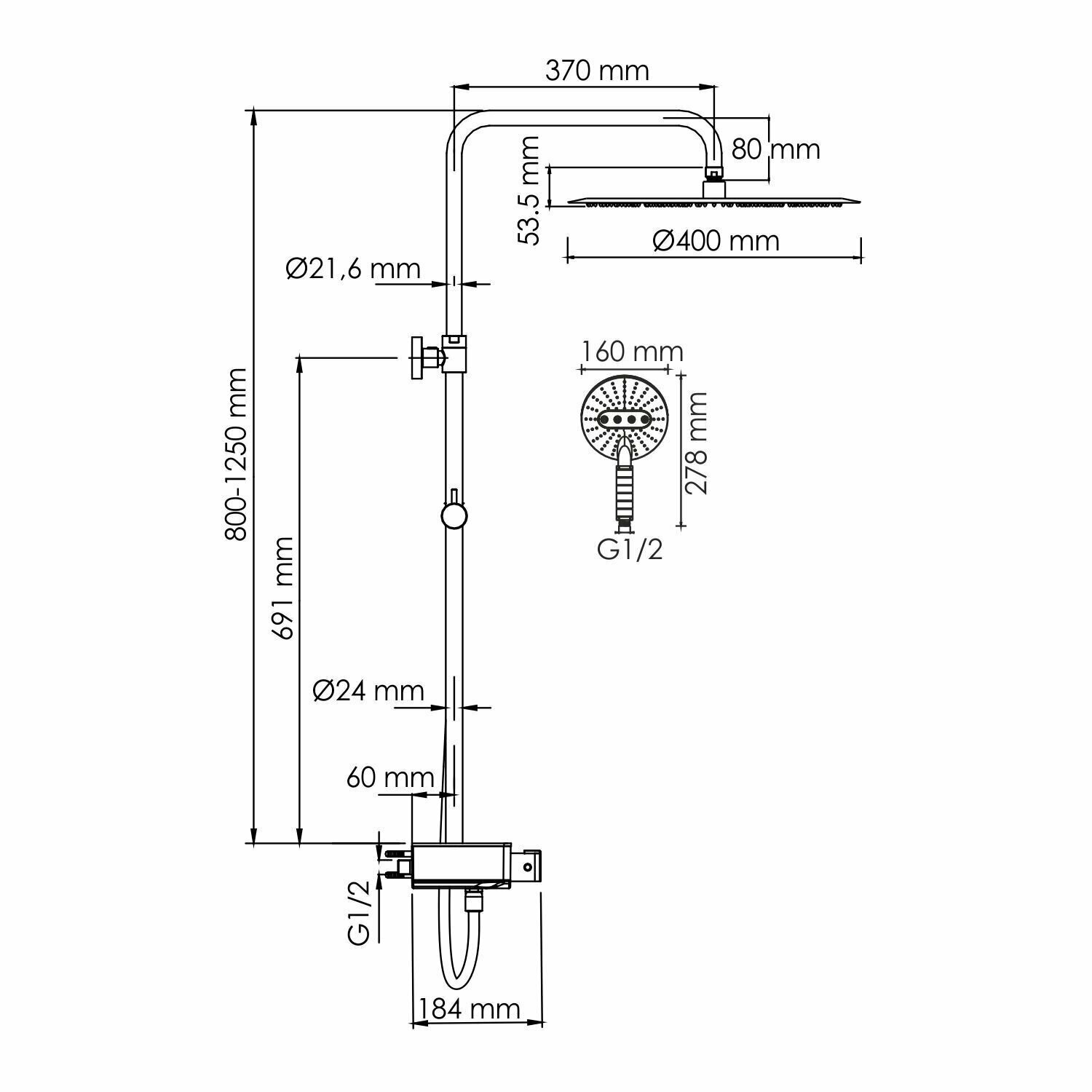 Душевой комплект с термостатическим смесителем, хром/белый, WasserKRAFT A113.117.059.CH Thermo - фотография № 2