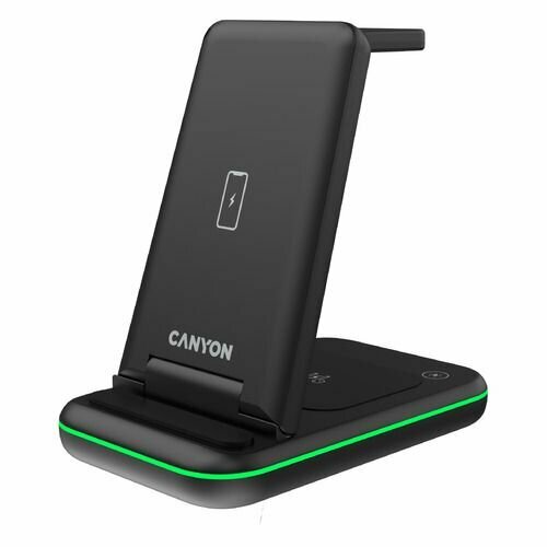 Беспроводное зарядное устройство Canyon WS-304, USB, 15Вт, [cns-wcs304b] черный