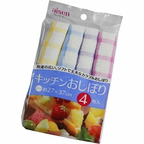 AISEN KOUGYOU Тряпочки для посуды и кухни (хлопок 100%), 27x37 см, 4 штуки