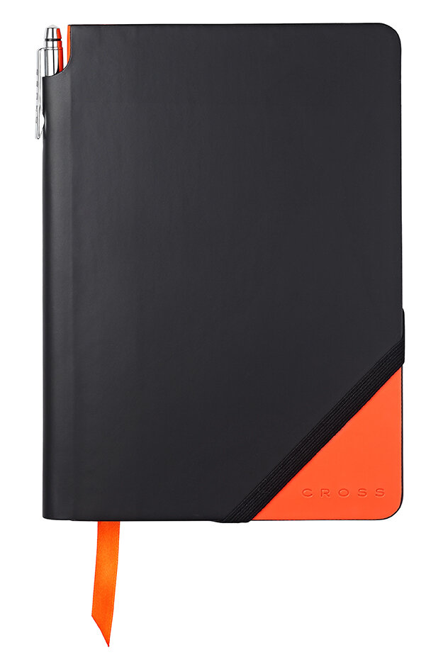 Записная книжка Cross Jot Zone, A5, 160 страниц в линейку, ручка в комплекте. Цвет - черно-оран, AC273-1M
