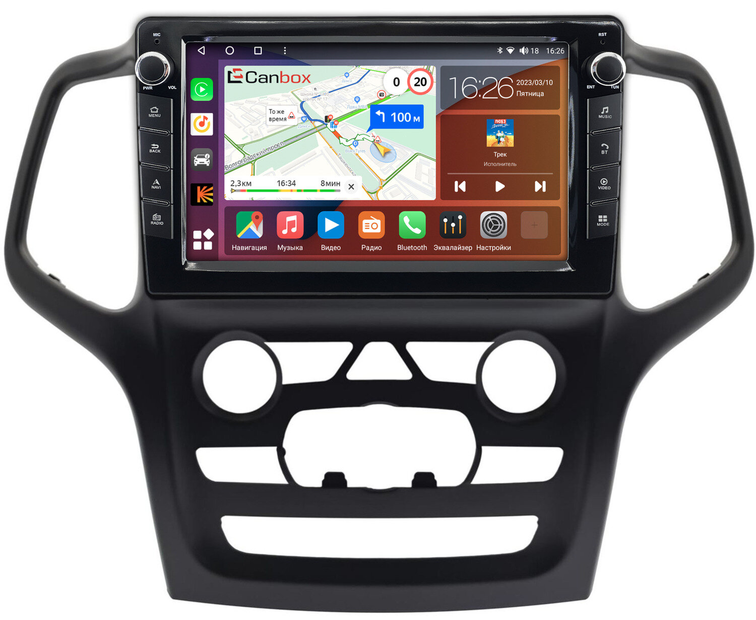 Штатная магнитола Jeep Grand Cherokee 4 (WK2) 2013-2022 (Тип B) Canbox H-Line 7824-9-0360 Android 10 (4G-SIM, 6/128, DSP, IPS) С крутилками